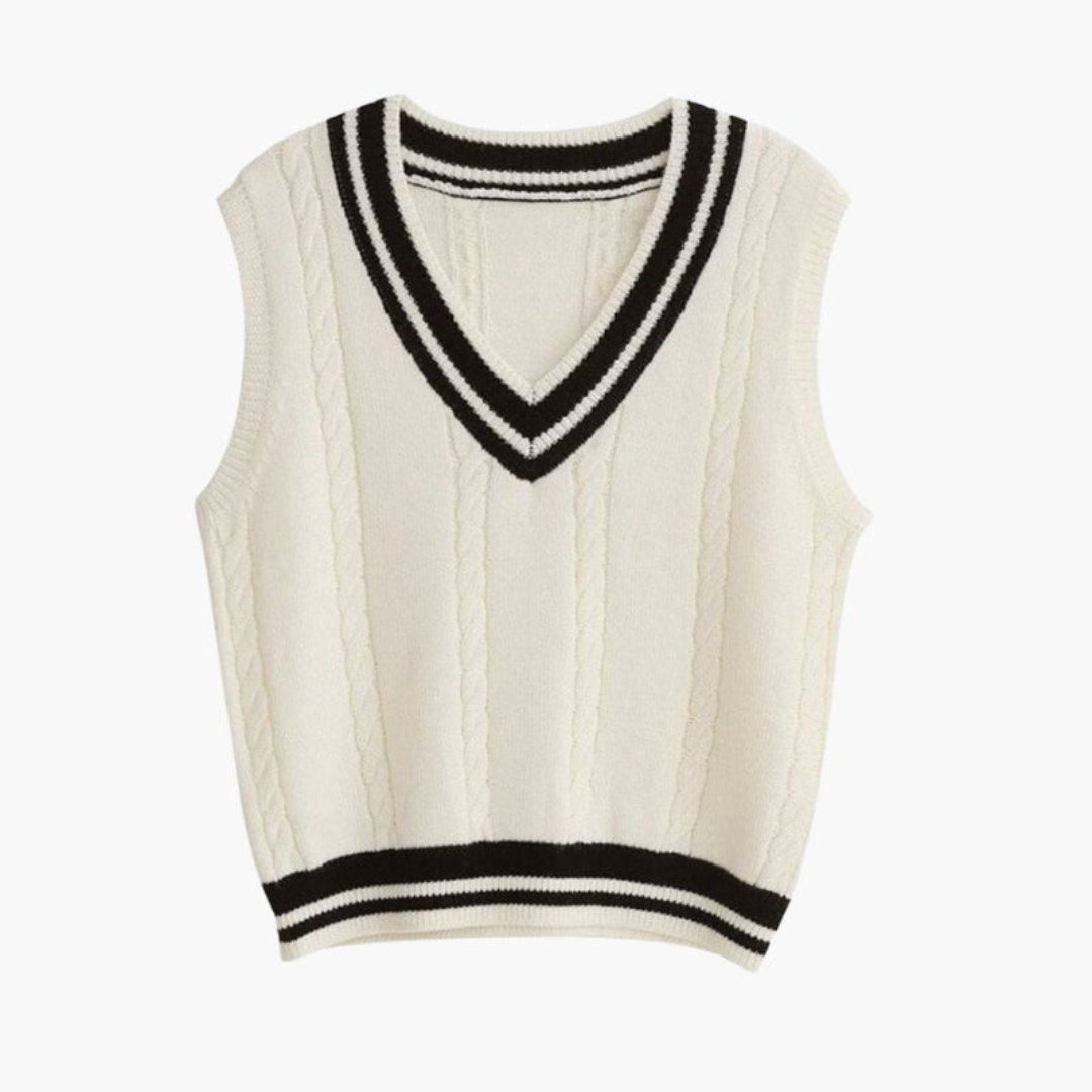 Ashborne | Women's V-Neck Sweater Vest | Preppy Knit