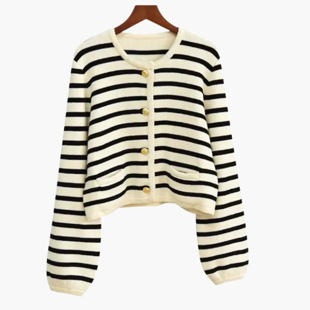 Ashborne | Women's Striped Button Cardigan | Casual Knit