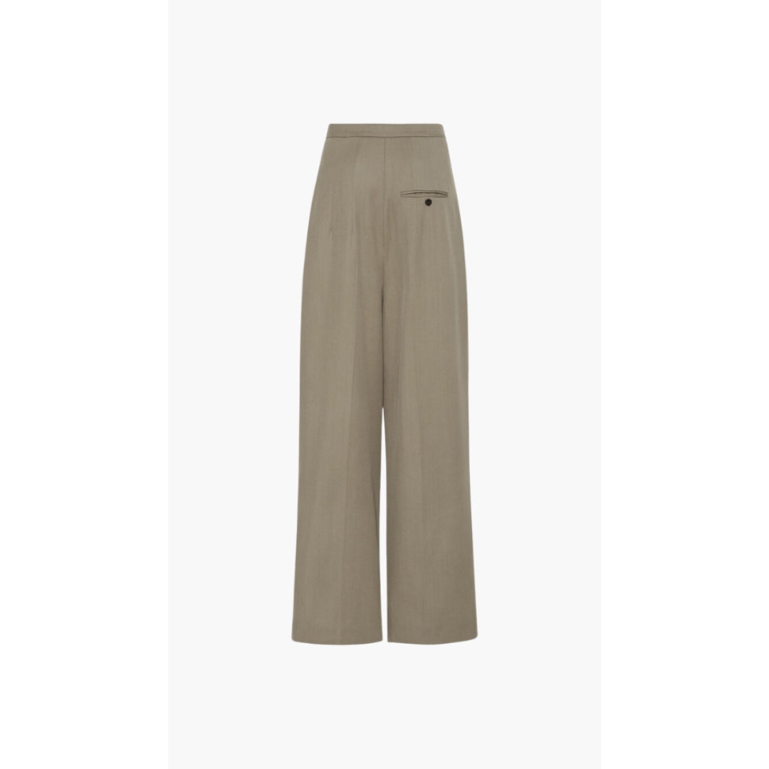 Ashborne | Women's High-Waist Pleated Trousers | Taupe Wide-Leg