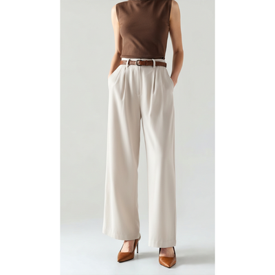 Ashborne | Women's High-Waist Pleated Trousers | Wide-Leg
