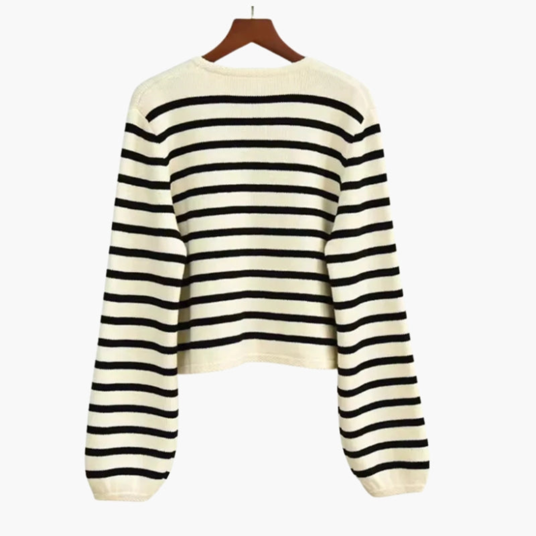 Ashborne | Women's Striped Button Cardigan | Casual Knit