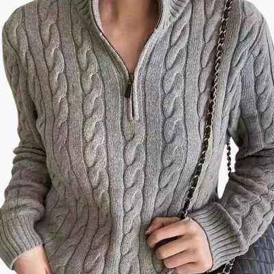 Ashborne | Women's Cable-Knit Half-Zip Sweater