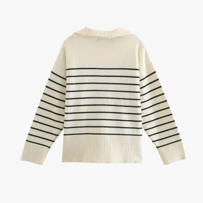 Ashborne | Women's Striped Half-Zip Sweater | Classic Knit