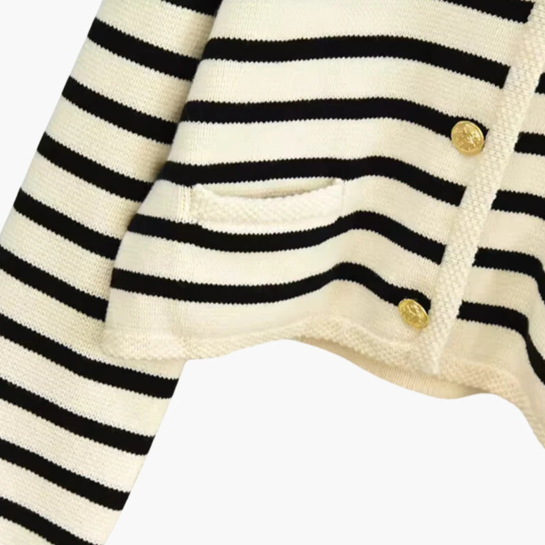 Ashborne | Women's Striped Button Cardigan | Casual Knit