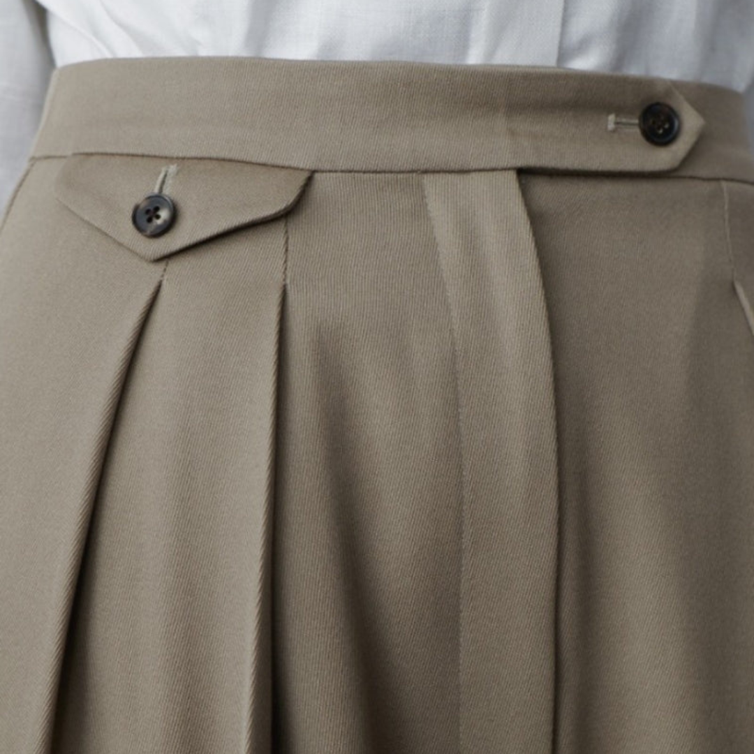 Ashborne | Women's High-Waist Pleated Trousers | Taupe Wide-Leg