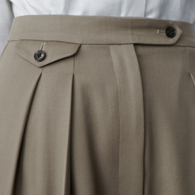 Ashborne | Women's High-Waist Pleated Trousers | Taupe Wide-Leg
