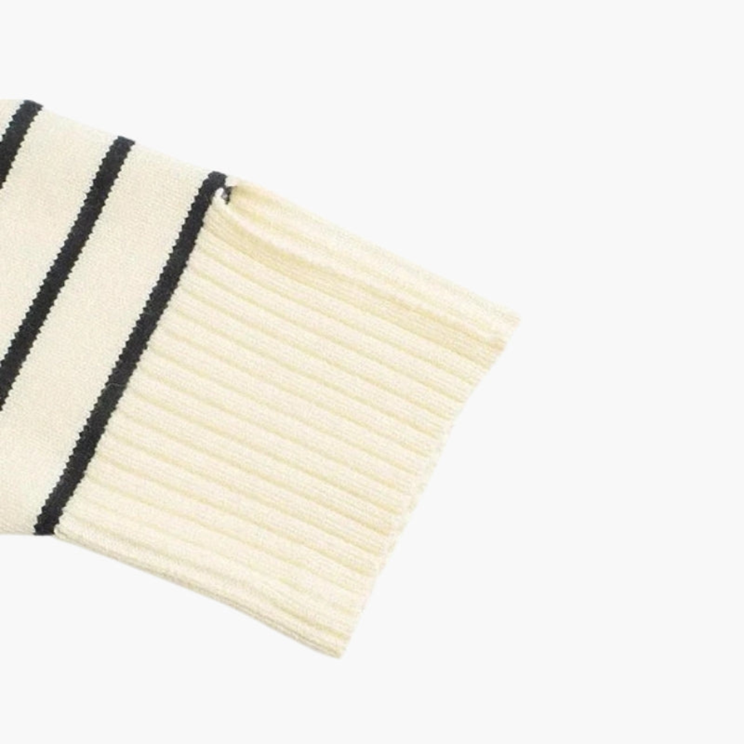Ashborne | Women's Striped Half-Zip Sweater | Classic Knit