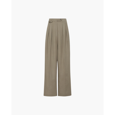 Ashborne | Women's High-Waist Pleated Trousers | Taupe Wide-Leg