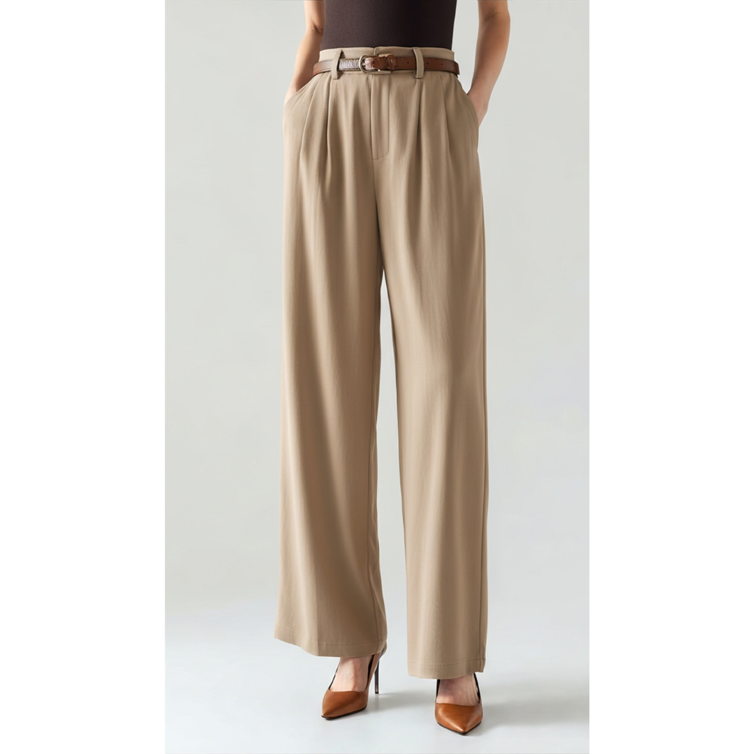 Ashborne | Women's High-Waist Pleated Trousers | Wide-Leg