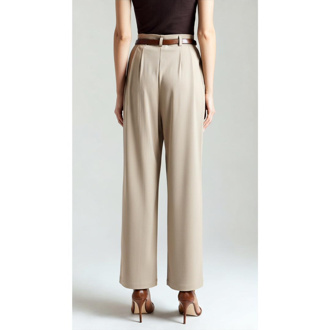 Ashborne | Women's High-Waist Pleated Trousers | Wide-Leg